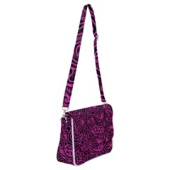 Hot Pink And Black Paisley Swirls Shoulder Bag With Back Zipper by SpinnyChairDesigns