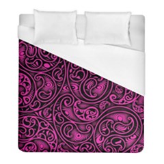 Hot Pink And Black Paisley Swirls Duvet Cover (full/ Double Size) by SpinnyChairDesigns