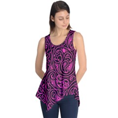 Hot Pink And Black Paisley Swirls Sleeveless Tunic by SpinnyChairDesigns