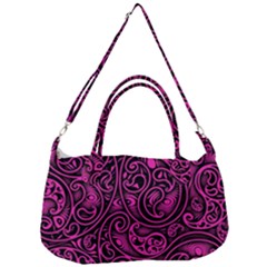 Hot Pink And Black Paisley Swirls Removal Strap Handbag by SpinnyChairDesigns