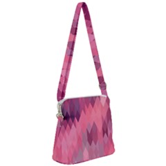 Pink Purple Diamond Pattern Zipper Messenger Bag by SpinnyChairDesigns