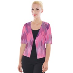 Pink Purple Diamond Pattern Cropped Button Cardigan by SpinnyChairDesigns