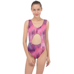 Pink Purple Diamond Pattern Center Cut Out Swimsuit by SpinnyChairDesigns