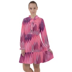 Pink Purple Diamond Pattern All Frills Chiffon Dress by SpinnyChairDesigns