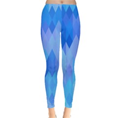 Aqua Blue Diamond Pattern Leggings  by SpinnyChairDesigns