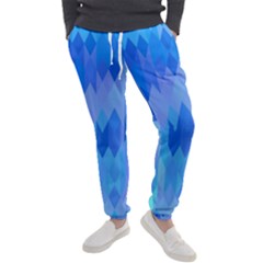 Aqua Blue Diamond Pattern Men s Jogger Sweatpants by SpinnyChairDesigns