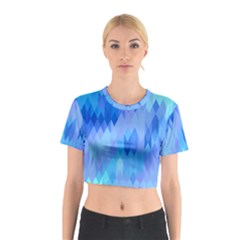 Aqua Blue Diamond Pattern Cotton Crop Top by SpinnyChairDesigns