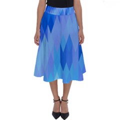 Aqua Blue Diamond Pattern Perfect Length Midi Skirt by SpinnyChairDesigns