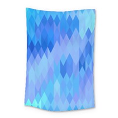 Aqua Blue Diamond Pattern Small Tapestry by SpinnyChairDesigns