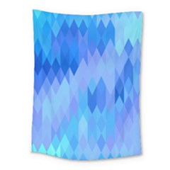 Aqua Blue Diamond Pattern Medium Tapestry by SpinnyChairDesigns