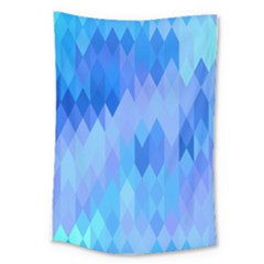 Aqua Blue Diamond Pattern Large Tapestry by SpinnyChairDesigns