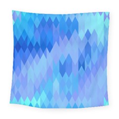 Aqua Blue Diamond Pattern Square Tapestry (large) by SpinnyChairDesigns