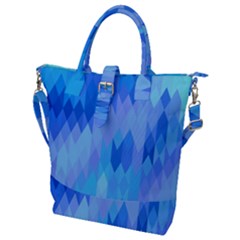Aqua Blue Diamond Pattern Buckle Top Tote Bag