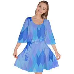 Aqua Blue Diamond Pattern Velour Kimono Dress