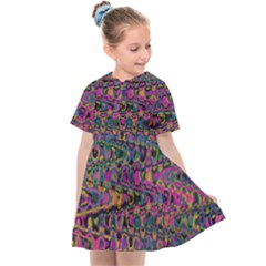 Colorful Bohemian Mosaic Pattern Kids  Sailor Dress