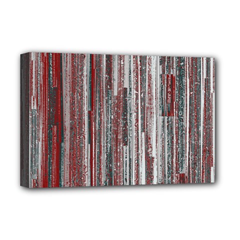 Abstract Grunge Stripes Red White Green Deluxe Canvas 18  X 12  (stretched) by SpinnyChairDesigns