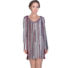 Abstract Grunge Stripes Red White Green Long Sleeve Nightdress