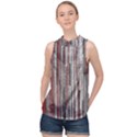 Abstract Grunge Stripes Red White Green High Neck Satin Top View1