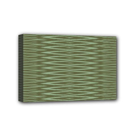 Chive And Olive Stripes Pattern Mini Canvas 6  X 4  (stretched) by SpinnyChairDesigns