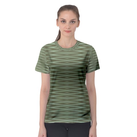 Chive And Olive Stripes Pattern Women s Sport Mesh Tee by SpinnyChairDesigns