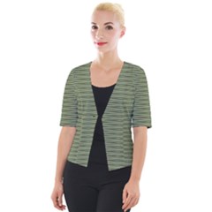 Chive And Olive Stripes Pattern Cropped Button Cardigan by SpinnyChairDesigns