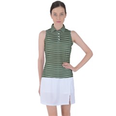 Chive And Olive Stripes Pattern Women s Sleeveless Polo Tee by SpinnyChairDesigns