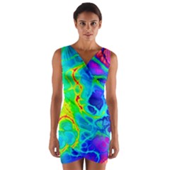 Abstract Art Tie Dye Rainbow Wrap Front Bodycon Dress by SpinnyChairDesigns