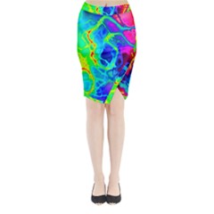 Abstract Art Tie Dye Rainbow Midi Wrap Pencil Skirt by SpinnyChairDesigns