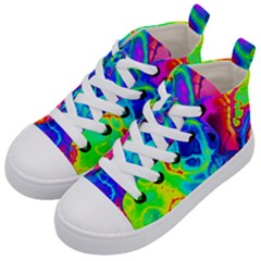 Abstract Art Tie Dye Rainbow Kids  Mid-top Canvas Sneakers by SpinnyChairDesigns