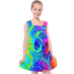 Abstract Art Tie Dye Rainbow Kids  Cross Back Dress by SpinnyChairDesigns