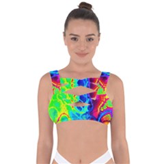 Abstract Art Tie Dye Rainbow Bandaged Up Bikini Top by SpinnyChairDesigns