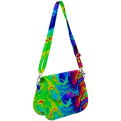 Abstract Art Tie Dye Rainbow Saddle Handbag