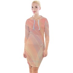 Coral Cream Abstract Art Pattern Quarter Sleeve Hood Bodycon Dress by SpinnyChairDesigns