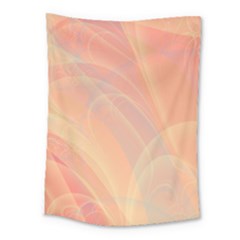 Coral Cream Abstract Art Pattern Medium Tapestry by SpinnyChairDesigns