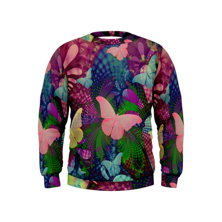 Butterfly Garden Art Kids  Sweatshirt