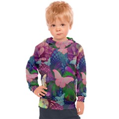 Butterfly Garden Art Kids  Hooded Pullover by SpinnyChairDesigns