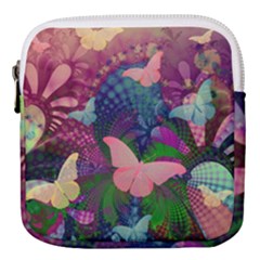 Butterfly Garden Art Mini Square Pouch by SpinnyChairDesigns