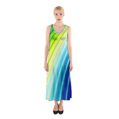 Sporty Stripes Swoosh Green Blue Sleeveless Maxi Dress