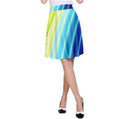 Sporty Stripes Swoosh Green Blue A-line Skirt by SpinnyChairDesigns