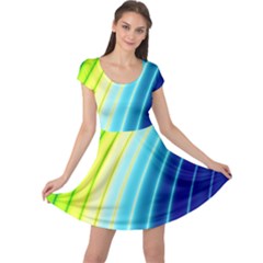 Sporty Stripes Swoosh Green Blue Cap Sleeve Dress by SpinnyChairDesigns