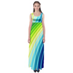 Sporty Stripes Swoosh Green Blue Empire Waist Maxi Dress by SpinnyChairDesigns