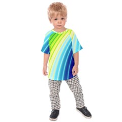 Sporty Stripes Swoosh Green Blue Kids  Raglan Tee