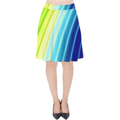 Sporty Stripes Swoosh Green Blue Velvet High Waist Skirt