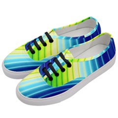 Sporty Stripes Swoosh Green Blue Women s Classic Low Top Sneakers by SpinnyChairDesigns