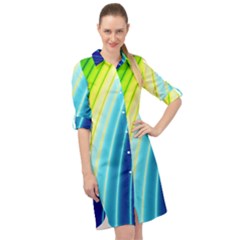 Sporty Stripes Swoosh Green Blue Long Sleeve Mini Shirt Dress by SpinnyChairDesigns