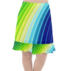 Sporty Stripes Swoosh Green Blue Fishtail Chiffon Skirt