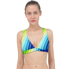 Sporty Stripes Swoosh Green Blue Classic Banded Bikini Top