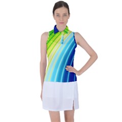 Sporty Stripes Swoosh Green Blue Women s Sleeveless Polo Tee