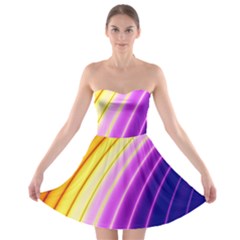 Sporty Stripes Swoosh Purple Gold Red Strapless Bra Top Dress by SpinnyChairDesigns