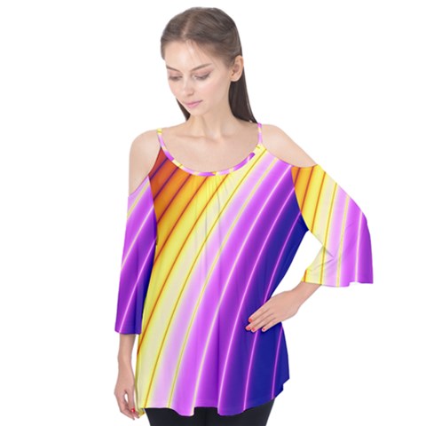 Sporty Stripes Swoosh Purple Gold Red Flutter Tees by SpinnyChairDesigns